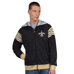 New Orleans Saints Pro Player Helmet Full-Zip Hooded Track Jacket Black/Gold
