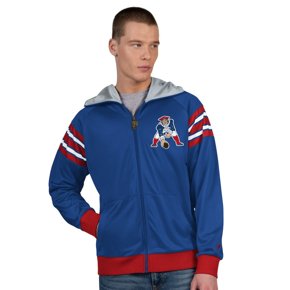 New England Patriots Pro Player Retro Helmet Full-Zip Hooded Track Jacket Royal/Red