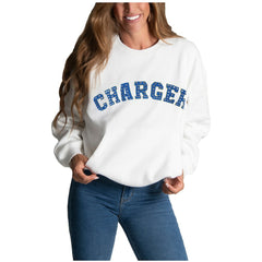 Los Angeles Chargers Cuce Women's Chenille Jeweled Sweatshirt White