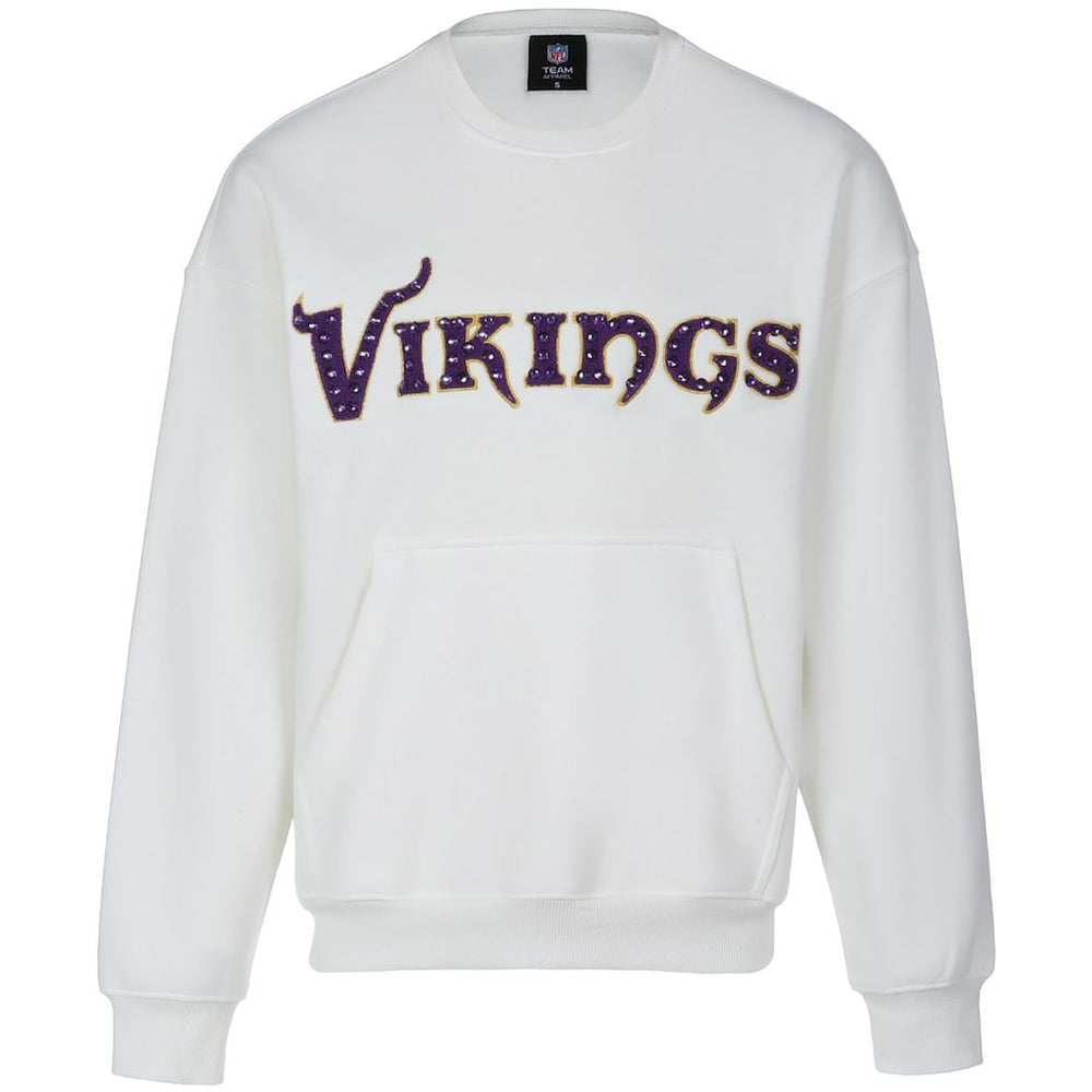 Minnesota Vikings Cuce Women's Chenille Jeweled Sweatshirt White
