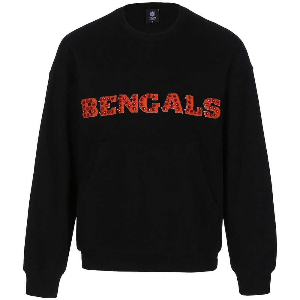Cincinnati Bengals Cuce Women's Chenille Jeweled Sweatshirt Black