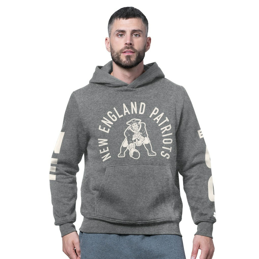 New England Patriots Starter Handoff Vintage Logo Fleece Hoodie Sweatshirt Charcoal