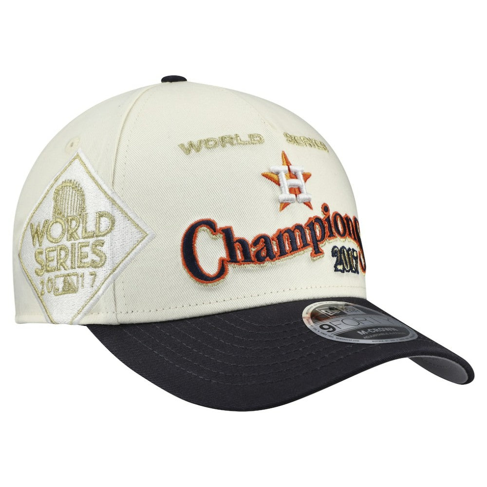 Houston Astros New Era World Series 9FORTY M-Crown A-Frame Adjustable Hat - Cream/Navy - New Era Lifestyle