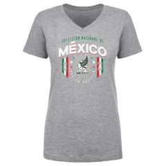 Mexico National Team 500 Level Women's V-Neck T-Shirt Heather Gray