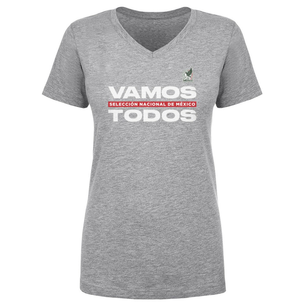 Mexico National Team 500 Level Women's Vamos Todos V-Neck T-Shirt Heather Gray