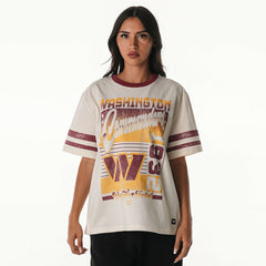 Washington Commanders The Wild Collective Women's Vintage Drop Shoulder Oversized Boyfriend T-Shirt Cream