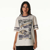 Baltimore Ravens The Wild Collective Women's Vintage Drop Shoulder Oversized Boyfriend T-Shirt Cream