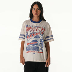 Buffalo Bills The Wild Collective Women's Vintage Drop Shoulder Oversized Boyfriend T-Shirt Cream