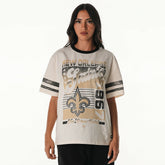 New Orleans Saints The Wild Collective Women's Vintage Drop Shoulder Oversized Boyfriend T-Shirt Cream