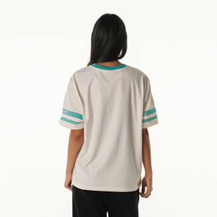 Miami Dolphins The Wild Collective Women's Vintage Drop Shoulder Oversized Boyfriend T-Shirt Cream