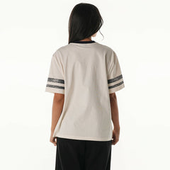 Pittsburgh Steelers The Wild Collective Women's Vintage Drop Shoulder Oversized Boyfriend T-Shirt Cream