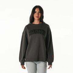 Washington Commanders The Wild Collective Women's Rock Crystal Oversized Crewneck Sweatshirt Charcoal