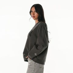 Baltimore Ravens The Wild Collective Women's Rock Crystal Oversized Crewneck Sweatshirt Charcoal