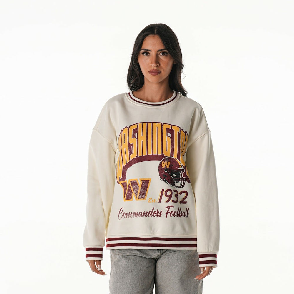 Washington Commanders The Wild Collective Women's Oversized Vintage French Terry Sweatshirt Cream