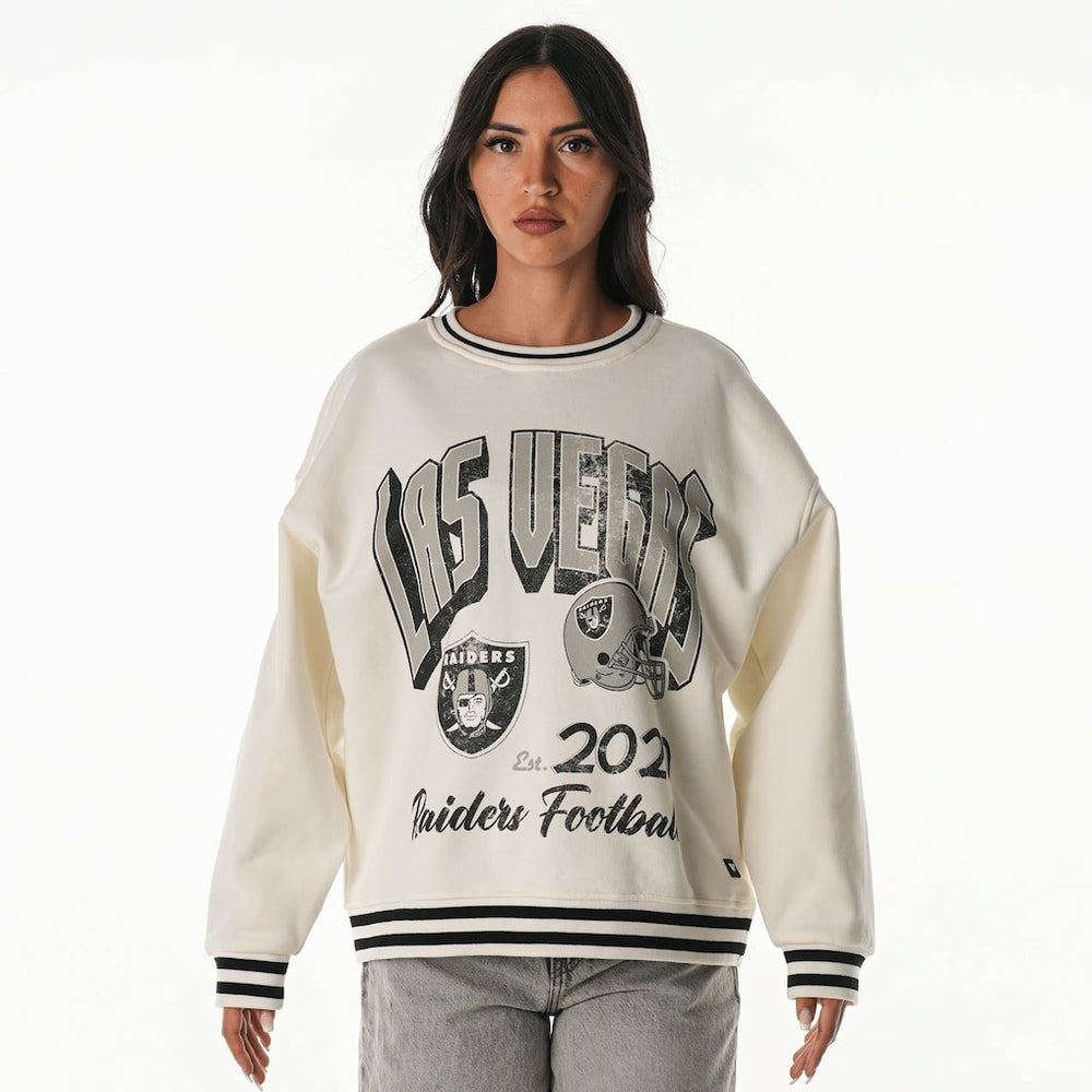 Las Vegas Raiders The Wild Collective Women's Oversized Vintage French Terry Sweatshirt Cream