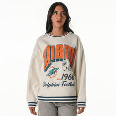 Miami Dolphins The Wild Collective Women's Oversized Vintage French Terry Sweatshirt Cream
