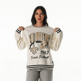 New Orleans Saints The Wild Collective Women's Oversized Vintage French Terry Sweatshirt Cream