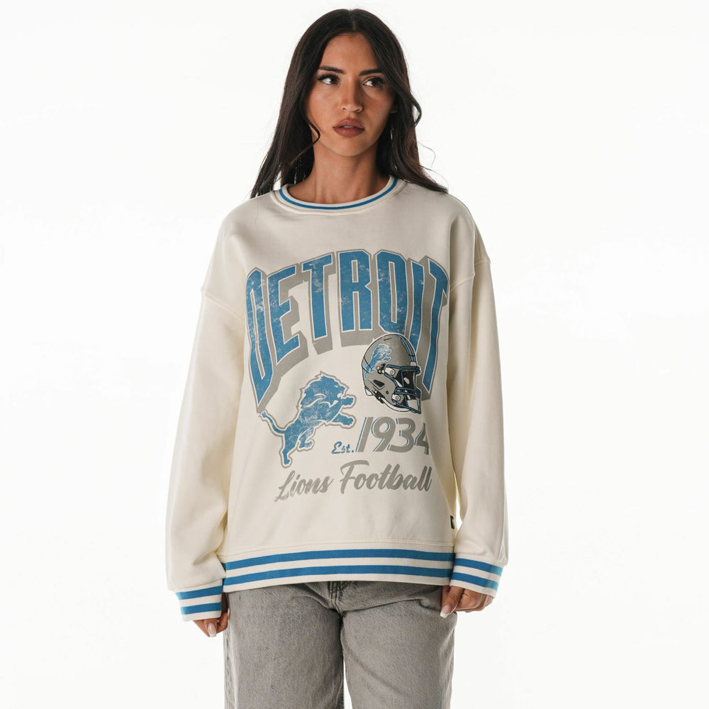 Detroit Lions The Wild Collective Women's Oversized Vintage French Terry Sweatshirt Cream