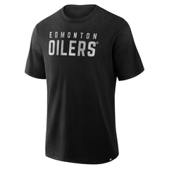 Edmonton Oilers Fanatics Play Distressed Wordmark Stadium Slub T-Shirt - Black - NHL 203024353
