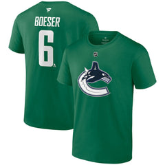 Brock Boeser Vancouver Canucks Fanatics Authentic Stack Name & Number T-Shirt - Green - NHL 203035132