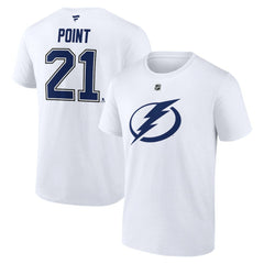 Brayden Point Tampa Bay Lightning Fanatics Authentic Stack Name & Number T-Shirt - White - NHL 203035136