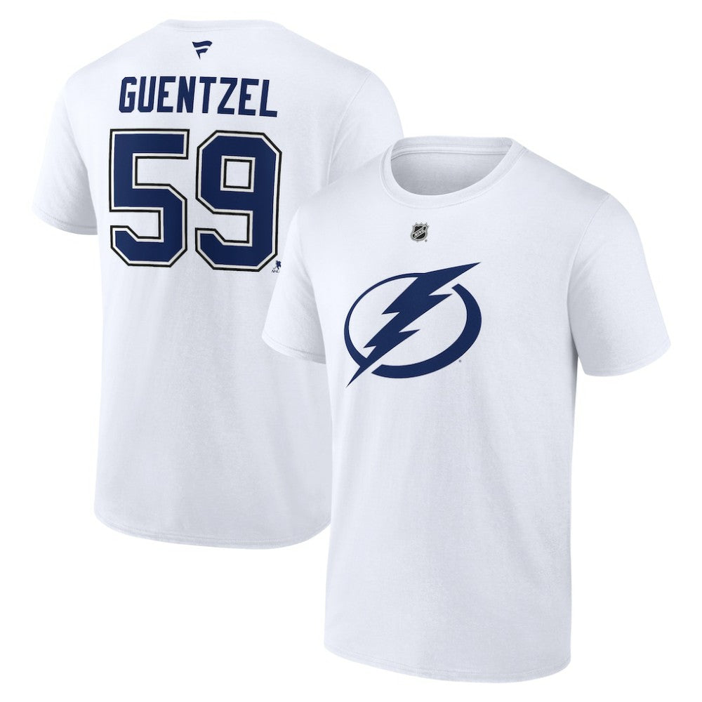 Jake Guentzel Tampa Bay Lightning Fanatics Authentic Stack Name & Number T-Shirt - White - NHL 203035137