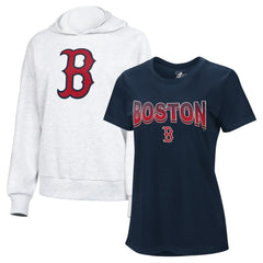 Boston Red Sox G-III 4Her by Carl Banks Women's T-Shirt and Hoodie Combo Pack - Navy/Bright Heather Ceramic - MLB Online