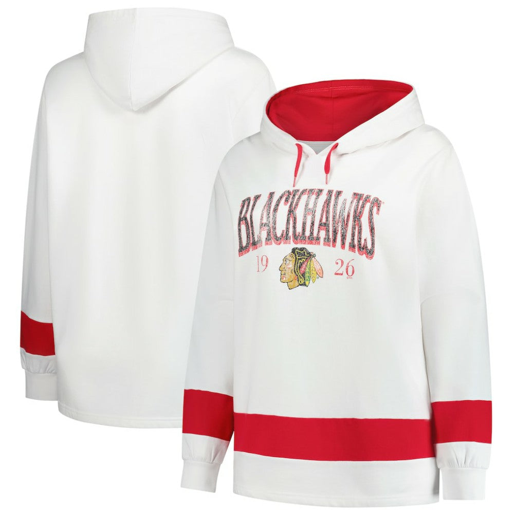 Chicago Blackhawks Profile Women's Plus Size Hoodie - White - NHL 203042788