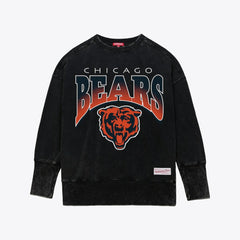Mitchell & Ness Chicago Bears Women's Delineate Mineral Wash Crewneck Sweatshirt Black