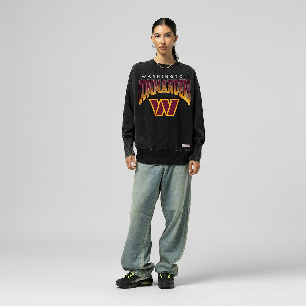Mitchell & Ness Washington Commanders Women's Delineate Mineral Wash Crewneck Sweatshirt Black