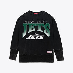 Mitchell & Ness New York Jets Women's Delineate Mineral Wash Crewneck Sweatshirt Black