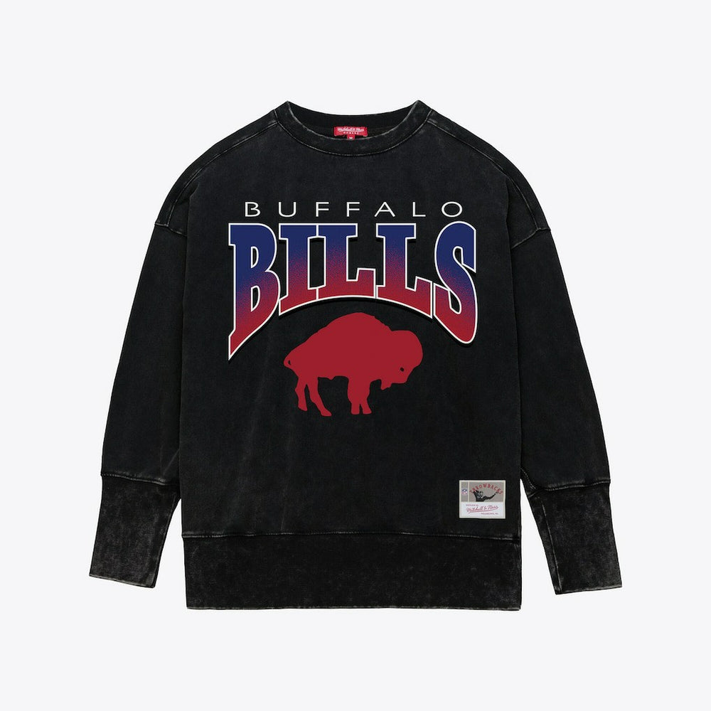 Mitchell & Ness Buffalo Bills Women's Delineate Mineral Wash Crewneck Sweatshirt Black
