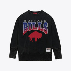Mitchell & Ness Buffalo Bills Women's Delineate Mineral Wash Crewneck Sweatshirt Black