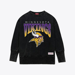 Mitchell & Ness Minnesota Vikings Women's Delineate Mineral Wash Crewneck Sweatshirt Black