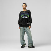 Mitchell & Ness Seattle Seahawks Women's Delineate Mineral Wash Crewneck Sweatshirt Black