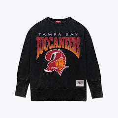 Mitchell & Ness Tampa Bay Buccaneers Women's Delineate Mineral Wash Crewneck Sweatshirt Black