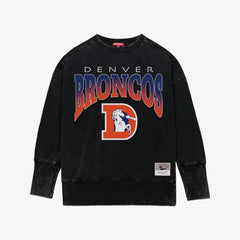 Mitchell & Ness Denver Broncos Women's Delineate Mineral Wash Crewneck Sweatshirt Black