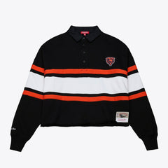 Mitchell & Ness Chicago Bears Women's Cropped Long Sleeve Rugby Polo Black
