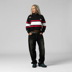Mitchell & Ness Kansas City Chiefs Women's Cropped Long Sleeve Rugby Polo Black