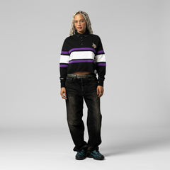 Mitchell & Ness Minnesota Vikings Women's Cropped Long Sleeve Rugby Polo Black