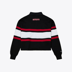 Mitchell & Ness New England Patriots Women's Throwback Cropped Long Sleeve Rugby Polo Black