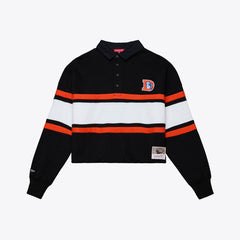 Mitchell & Ness Denver Broncos Women's Throwback Cropped Long Sleeve Rugby Polo Black