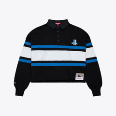Mitchell & Ness Detroit Lions Women's Cropped Long Sleeve Rugby Polo Black