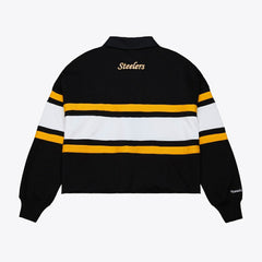 Mitchell & Ness Pittsburgh Steelers Women's Cropped Long Sleeve Rugby Polo Black