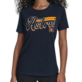Houston Astros Starter Women's Groovy Script Team Fitted T-Shirt - Navy - MLB on Sale