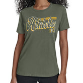 Athletics Starter Women's Groovy Script Team Fitted T-Shirt - Green - MLB Sale