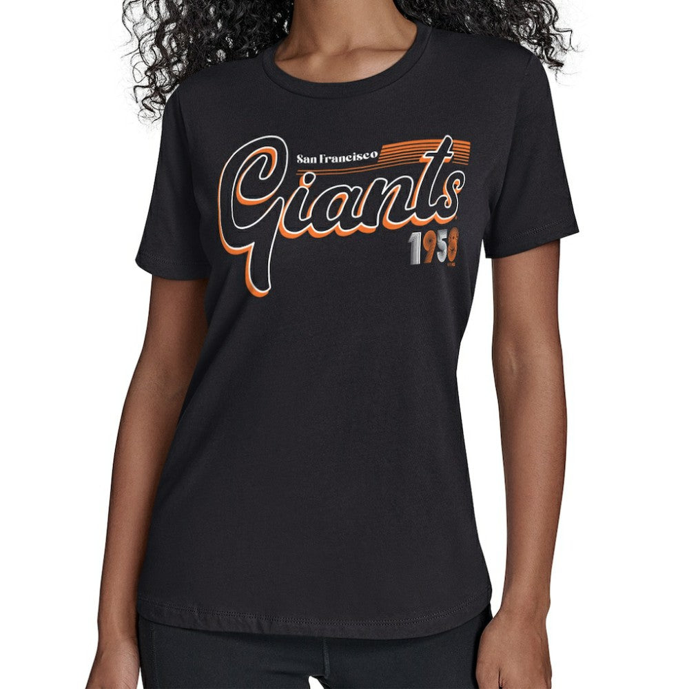 San Francisco Giants Starter Women's Groovy Script Team Fitted T-Shirt - Black - MLB Online