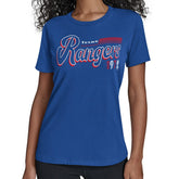 Texas Rangers Starter Women's Groovy Script Team Fitted T-Shirt - Royal - MLB Online