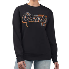San Francisco Giants Starter Women's Groovy Script Team Fleece Pullover Sweatshirt - Black - MLB Sale