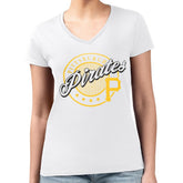 Pittsburgh Pirates G-III 4Her by Carl Banks Women's Super-Slim Fit Lightweight Pinstripe Circle V-Neck T-Shirt - White - MLB Discount